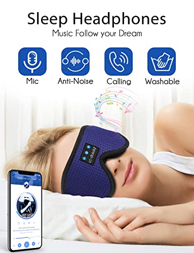 LC-dolida Sleep Headphones, Sleep Mask Bluetooth Wireless Music Eye Mask, Sleeping Headphones for Side Sleepers Sleep Mask with Bluetooth Headphones Ultra-Thin Stereo Speakers Perfect for Sleeping - color: Light Blue