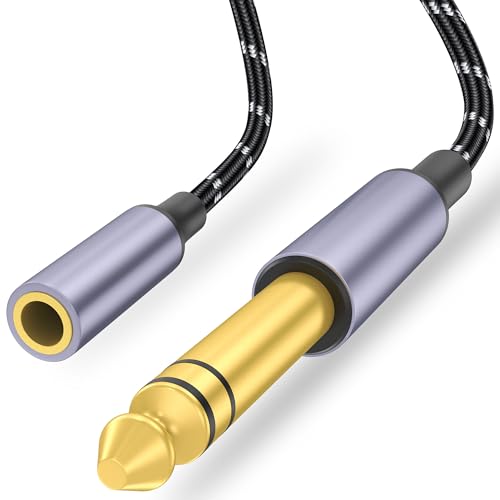 3.5mm to 1/4 Headphone Adapter Cable, TRS 6.35mm 1/4 Male to 3.5mm 1/8 Female Stereo Jack Audio Adapter for Amplifiers, Guitars, Keyboards Pianos, Home Theaters, Mixing Consoles, Headphones - 12 inch