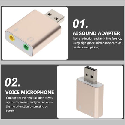 USB External Sound Card Audio Interface with Headphone and Microphone Jack Plug and Play USB to Adapter for Laptop Desktop No Driver Required Compact Stereo Sound Card Random Color