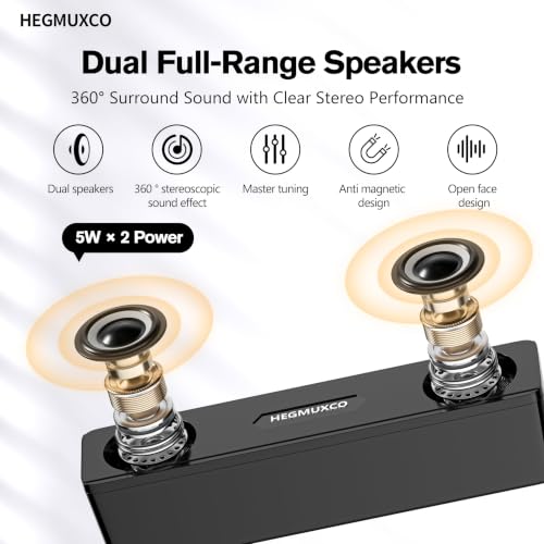 10W Wired Stereo Speaker Compact PC Speakers for Desktop -, USB Powered, 3.5mm Audio Input, Laptop Expertly Tuned Computer Soundbar