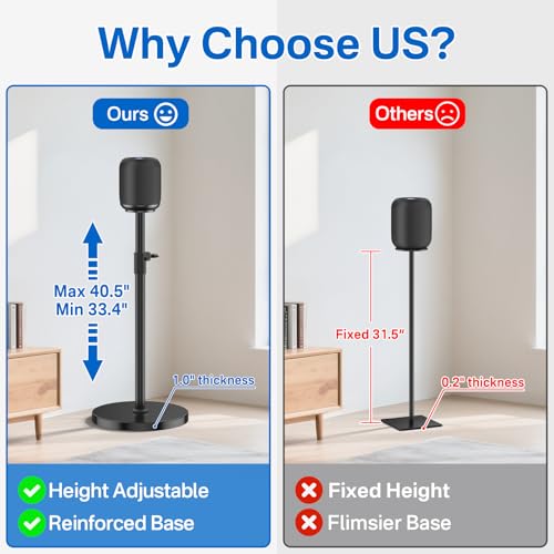 Heavy Duty Speaker Stands for HomePod 1 & 2, 2 Pack - Black - color: Black, size: 2 pack