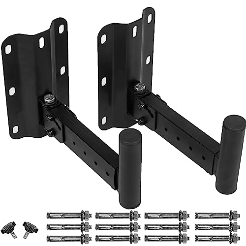 Heavy Duty Speaker Mounts - Support up to 110lbs, Adjustable PA Speaker Brackets, Swivel & Tilt, 2 Packs Black