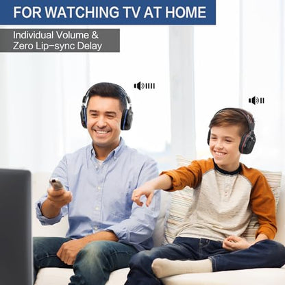SIMOLIO Dual Wireless Headphones for TV with Transmitter, 2 Channel IR TV Headphones for Home Theater/Outdoor Movie/Car DVD, Tone Control & Optical/RCA/AUX Support, Plug N Play, No Audio Delay - style: 2 Pack
