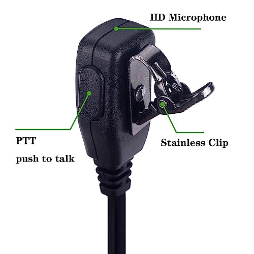 VX-261 Earpiece with mic PTT for Motorola Vertex Standard Radio EVX-261 VX-231 EVX-531 EVX-534 VX-180 VX-298 VX-350 VX-351 G Shape Spring Wire Ear-Hook Headset, 2 Pack