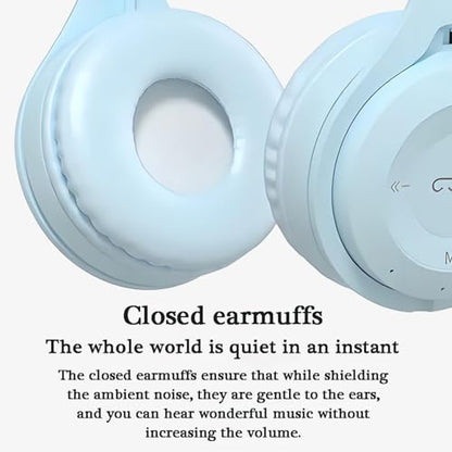 Upgraded Hybrid Noise Cancelling Bluetooth Headphones Over Ear Wireless Bluetooth with Mic Soft-Earpads HiFi Stereo Foldable Lightweight Headset Deep Bass for Home Office Cellphone PC Blue