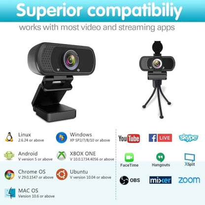 ZIQIAN 1080P Webcam with Microphone, USB Web HD Camera for PC, Laptop&Mac - color: Black