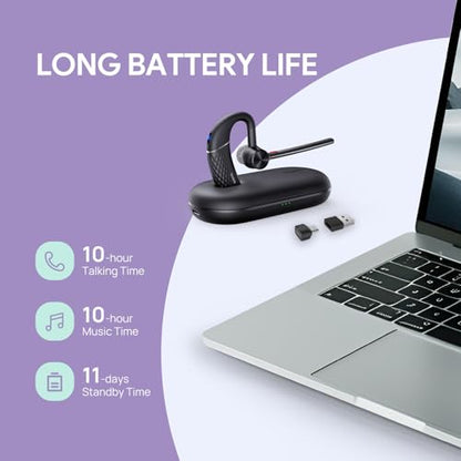 Yealink Bluetooth Headset BH71 Noise Cancelling Wireless Earpiece for Phone | Yealink BH71 Pro Wireless Headphone for Call,Single Ear Office Headset with Mic Bluetooth Earbuds with USB Dongle for PC Work - style: BH71 Pro USB-C to A