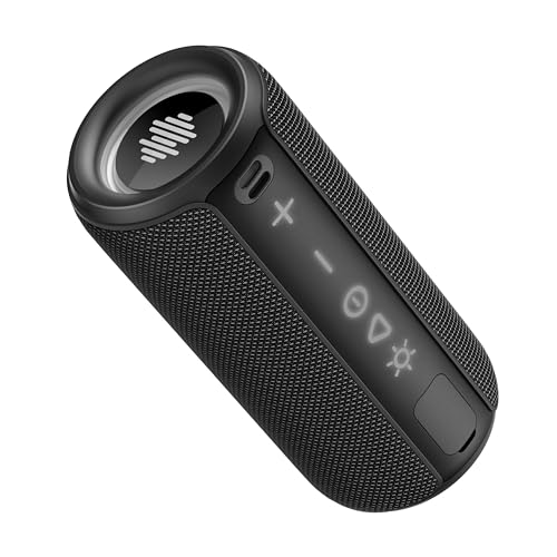 Portable Bluetooth Speaker, Powerful Sound Wireless Speaker: Boost Bass, 8 RGB Modes, IPX7 Waterproof, TWS Pairing, Beach/Vacation Essentials（Dark Black） - color: Dark Black