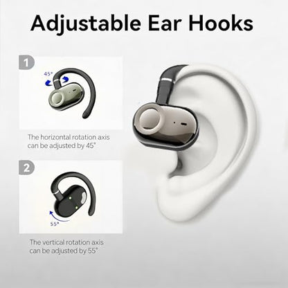 Over Open Ear Earbuds Headphones Bluetooth Wireless Outside Out of Ear Buds | Ear Hook for Runners Wrap Around Ears Air Bone Conduction Headsets Workout Sports Earphones with Earhooks Black - color: Black