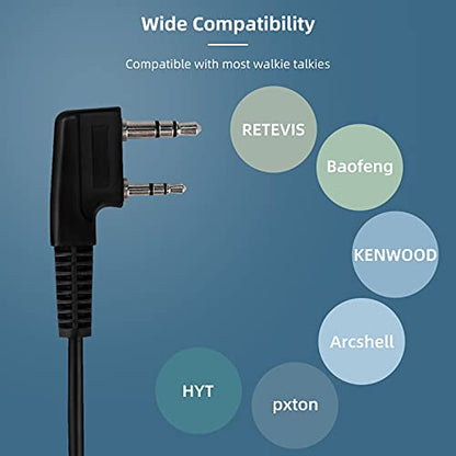 Retevis Walkie Talkie Earpiece, for RT22/RT68/RT21/H777/RT19/RT15 | Acoustic Tube, Coil, Compatible with Pxton, Baofeng, Kenwood 2 Way Radio, Security Walkie Talkie Headset(6 Pack)