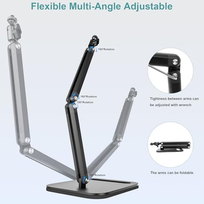 Desk Microphone Stand,Heavy-Duty Adjustable Mic Arm Desktop Microphone Mount,1/4" and 5/8" Screw Adapters,Max Load 3.3 lb,for Fifine/Shure/Pyle/AT2020/Razor/Rode/Blue Yeti & Snowball/Webcam Camera