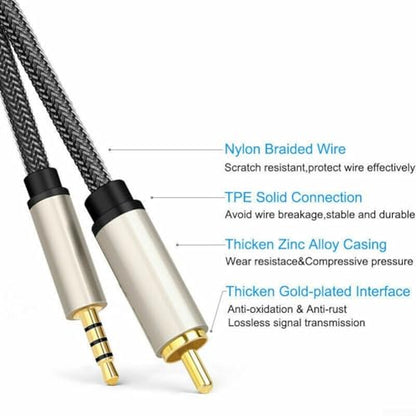 Digital Coaxial Audio Video Cable 3.5mm Male to SPDIF for RCA for TV Soundbar Soundbox Home Audio System Gold-Plated Connector Pure Copper Conductor Zinc Alloy Shell NylonBraided(2M) - size: 2M