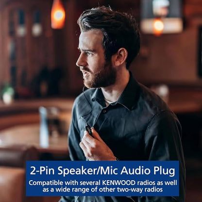 Kenwood KHS-27A D-Ring Earhanger with a Clip Microphone, for High-Noise Environments, Compatible with ProTalk & FreeTalk Series Radios, Features an in-Line Push-to-Talk (PTT) Switch - style: KHS-27A