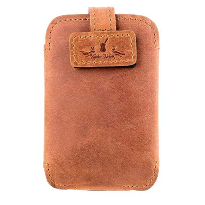 Euphonium Wireless Microphone Clip-On Pouch. Genuine Leather Bodypack Holder w. Secure hook & loop Straps - color: Cognac, size: Euphonium