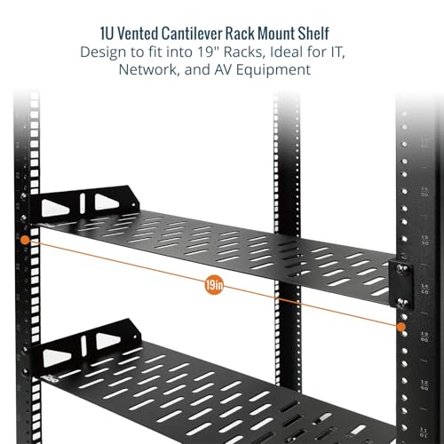 Tecmojo 1U Rack Shelf,19 inch Rack Shelf 8 inch Depth,Rack Mount Shelf with Anti-Slip Stops,Server Rack Shelf and Network Shelf for 19 in Equipments, 55lbs Capacity of Vented 1U Shelf,No Lip(2 Pack) - size: 8 in/2pack