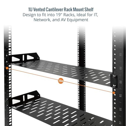 Tecmojo 1U Rack Shelf,19 inch Rack Shelf 8 inch Depth,Rack Mount Shelf with Anti-Slip Stops,Server Rack Shelf and Network Shelf for 19 in Equipments, 55lbs Capacity of Vented 1U Shelf,No Lip(2 Pack) - size: 8 in/2pack
