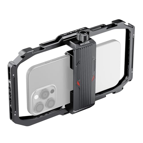 NEEWER Universal Phone Cage, Smartphone Video Rig with Quick Release Mounts Cold Shoes for Videomaker Filmmaking TikTok Vlogging Phone Video Stabilizer Holder Compatible with iPhone Samsung, PA039 - style: PA039