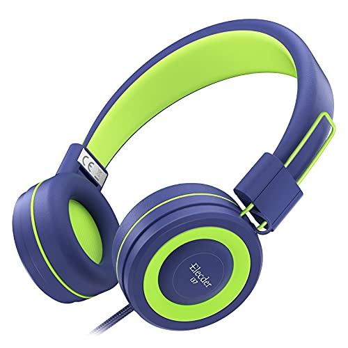 ELECDER i37 Kids Headphones for School Children Girls Boys Teens, Navy | Foldable Adjustable Lightweight, 3.5mm Audio Jack On Ear Headphones for Smartphones Chromebook Computer PC Tablets Travel - color: Navy