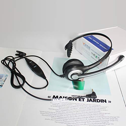 Wantek 2.5mm Telephone Headset with Mic Noise Cancelling, Office Phone Headset Compatible with AT&T ML17929 Panasonic Vtech RCA Uniden Cisco SPA Grandstream Polycom Cordless Dect Phones(A600F) - color: Monaural F600J25
