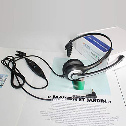Wantek 2.5mm Telephone Headset with Mic Noise Cancelling, Office Phone Headset Compatible with AT&T ML17929 Panasonic Vtech RCA Uniden Cisco SPA Grandstream Polycom Cordless Dect Phones(A600F) - color: Monaural F600J25