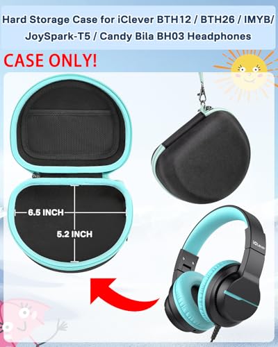 RAIACE Hard Travel Storage Case Compatible with iClever BTH12 / BTH26 / IMYB/JoySpark-T5 / Candy Bila BH03 Headphones, Protective Carrying Bag. (case only) - Black - color: Black