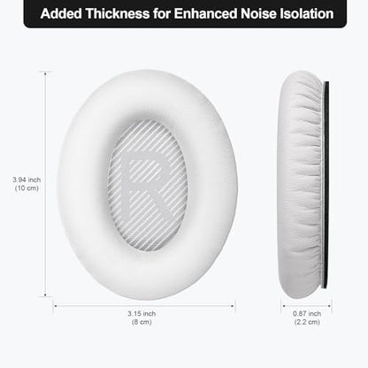 Replacement Ear-Pads Cushions for Bose QuietComfort-35 (QC-35) and QuietComfort-35 II (QC-35 II) Over-Ear Headphones (White) - color: White
