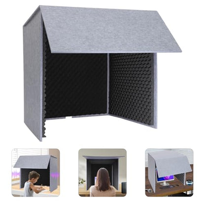Desktop Soundproof Cover, 80x80cm Portable Vocal Isolation Booth with Acoustic Foam, Microphone Isolation Booth Cube, Noise Reducing Shield for Microphone, Streaming, and Office Privacy (Black) - color: Black