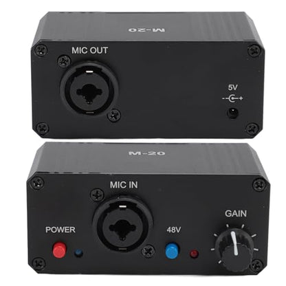 Microphone Preamp, High Gain Mic Preamplifier Booster with 48V Power XLR Output, Audio Mixer Preamp Dynamic Condenser Microphones for Podcast Broadcast Home Recording
