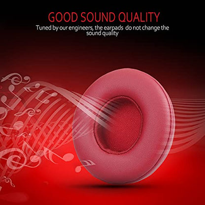 Krone Kalpasmos Earpad Replacement for Beats Solo 2 & 3 Wireless/Wired Headphone, Ear Cushion Premium Protein Leather Memory Foam with Kits, Superb Comfortable Easy to Install – Red - color: Red