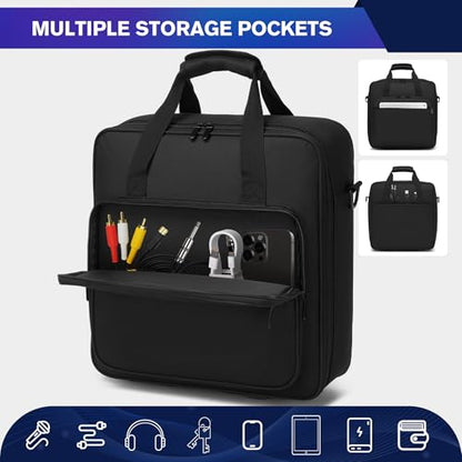 Padded Nylon Mixer Gig Bag Case, 15.4" x 15" x 5.1", Protector Gear Mixer Gig Bag with Removable Strap, DJ Controller Travel Shoulder Bag For RODECaster Pro II, TC Helicon GOXLR, MG10XU 10