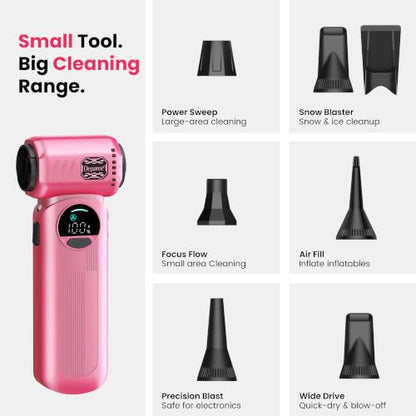 Compressed Air Duster, 150000RPM Electric Air Duster with 6 Nozzles, Adjustable Speed, LED Light & 8000mAh Battery, Rechargeable Cordless Turbo Air Blower for Keyboard, PC, Car &Home Cleaning