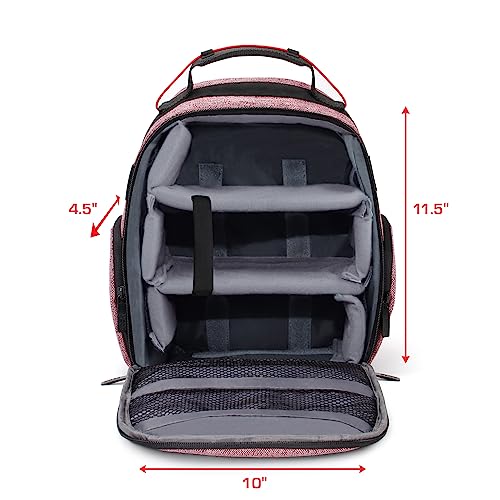USA Gear VR Headset Backpack Travel Case Fits Meta Quest 3S, 3, 2, Controllers and Accessories - Virtual Reality Gaming Bag with Customizable Interior Dividers, Padded Backpack Straps (Red) - color: Red