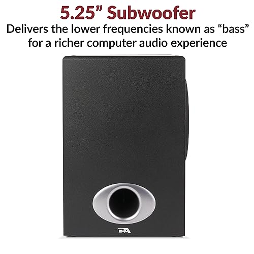 Cyber Acoustics CA-3810 2.1 Multimedia Speaker System with 80W Subwoofer | Powerful 2.1 PC Speaker System with Subwoofer, 80W Power, Desktop Control Pod, Adjustable Bass, for Music, Movies, and Gaming - size: 2.1 80W