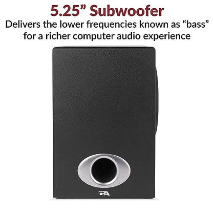 Cyber Acoustics CA-3810 2.1 Multimedia Speaker System with 80W Subwoofer | Powerful 2.1 PC Speaker System with Subwoofer, 80W Power, Desktop Control Pod, Adjustable Bass, for Music, Movies, and Gaming - size: 2.1 80W