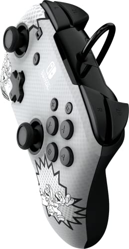 PDP REMATCH Enhanced Wired Power Nintendo Switch Pro Controller, Officially Licensed Switch Lite/OLED Compatible Gamepad, Customizable Programmable Buttons, Black & White (Bowser Luigi Mario Comic) - color: Mario Comic