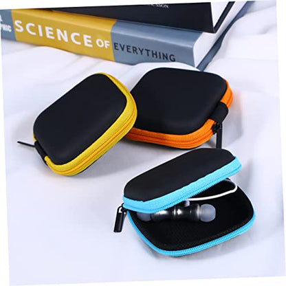Lurrose Portable Mini EVA Headphone Case Hard Water Resistant Earphone Pouch with Soft Lining and Mesh Pocket for Travel Carrying Small Accessories Yellow