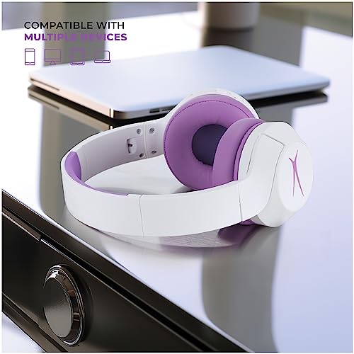 Altec Lansing Kid Safe Noise Cancelling Wireless Headphones 15H Battery, 85dB Volume Limit, Foldable Design Powerful Sound, Active Noise Cancellation Perfect for Kids Ages 7+ - color: Whiteout Purple