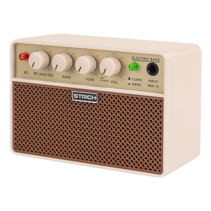 2 x 5W Mini Bass Practice Amp, Rechargeable, Clean/Drive, Brown | Portable Mini Amp with 1/8 Headphone Output - color: Brown
