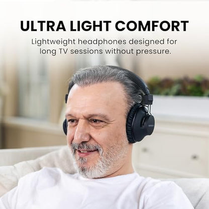 Avantree HT5009 Plus -Wireless TV Headphones with aptX-Adaptive Transmitter | TV Watching via Optical, AUX or Bluetooth, Clear Voice & Volume Boost for Seniors, Comfor Fit, 60H Playtime & Charging Dock