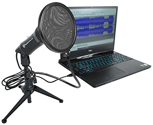 Rockville Z-Stream USB Podcast/Streaming Condenser Mic with RockPop Filter | 14mm Omnidirectional Mic, 20Hz-20kHz, USB Plug-and-Play, Desktop Stand, Windscreen, RockPop Double-Screen Pop Filter, 2-Items