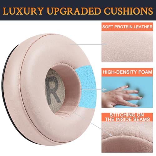 SOULWIT Earpads Replacement for JBL Tune 450BT/Tune 460BT/Tune 500BT/Tune 510BT/Tune 520BT/Tune 530BT/JR 300BT/JR 310BT/E40BT/Junior 320BT, Ear Pads Cushions with Soft Protein Leather - Pink - color: Pink