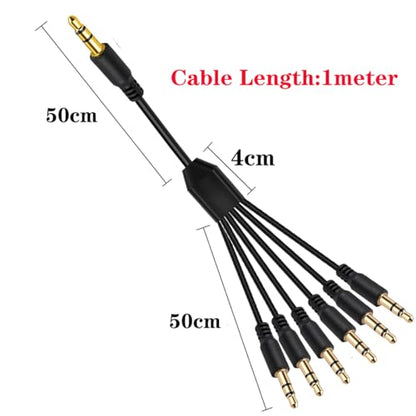 DC3.5mm Headset Splitter Audio Extension Cable,3.5mm to Dual Headphone Cord | 1 to 2 Way 1/8" TRS male to 2 male Stereo Jack Adapter for Smartphone,Computer,Mp3,Earphone,Speakers (1meter) (6 Way) - style: 6 Way