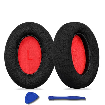 Replacement Ear Pads for 1MORE SonoFlow/SonoFlow SE/SonoFlow Pro Headphones, Protein Leather Earpads Cushions with Memory Foam, Extra Thick Ear Cups, 1 Pair，Black-Mesh Fabric