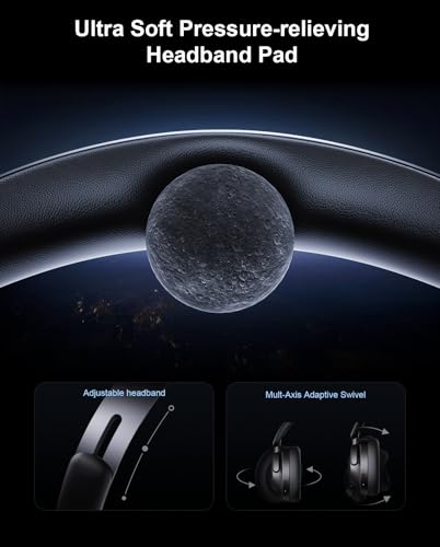 Hybrid Active Noise Cancelling Headphones, Over-Ear Bluetooth Headphone with Hi-Res Audio, 90H Playtime, Deep Bass, Transparency Mode, Foldable Comfort Cups, Graduation Gifts for Travel Office - Black