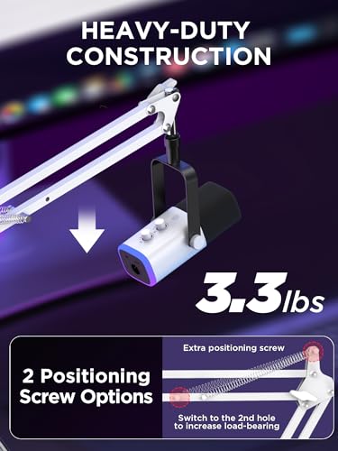 InnoGear Boom Arm 마이크 스탠드 Blue Yeti Fifine HyperX용, 화이트 | 책상 마운트, 데스크탑 스탠드, 조절 가능한 범위, 완전히 회전, 컴팩트하게 접힘, 게임, 스트리밍 또는 녹화용 - color: 화이트., style: 표준 마이크 암