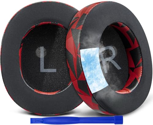 SOULWIT Cooling Gel Earpads Replacement for Turtle Beach Stealth Pro Wireless Gaming Headset, Ear Pads Cushions with Ice Silk Fabric, High-Density Foam - Red Storm - color: Red Storm