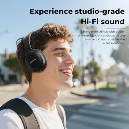 Headphones Wireless Over Ear , 70 Hours Playtime Bluetooth Headphones Built-in Microphone, Foldable Lightweight Headset with Bluetooth 5.4, HiFi Stereo Sound for PC Cellphone Travel Office (Black) - color: Black