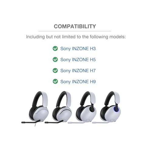 INZONE H9 Headband Cushion Cover Compatible with Sony INZONE H3, H5, H7, H9 Gaming Headsets, 6mm Thick Soft Cushion for Pressure Relief, No Wobble Zipper Slider, with Hanging Loop