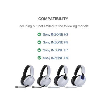 INZONE H9 Headband Cushion Cover Compatible with Sony INZONE H3, H5, H7, H9 Gaming Headsets, 6mm Thick Soft Cushion for Pressure Relief, No Wobble Zipper Slider, with Hanging Loop