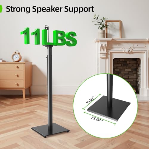 USX MOUNT Bookshelf Speaker Stands Pair, Height Adjustable Extends 32-42 inch for Rear Surround Sound Speakers, Floor Satellite Speaker Stands for Vizio Bose Sony JBL Klipsch Polk, Max Load 11 lbs - size: 32" to 42"